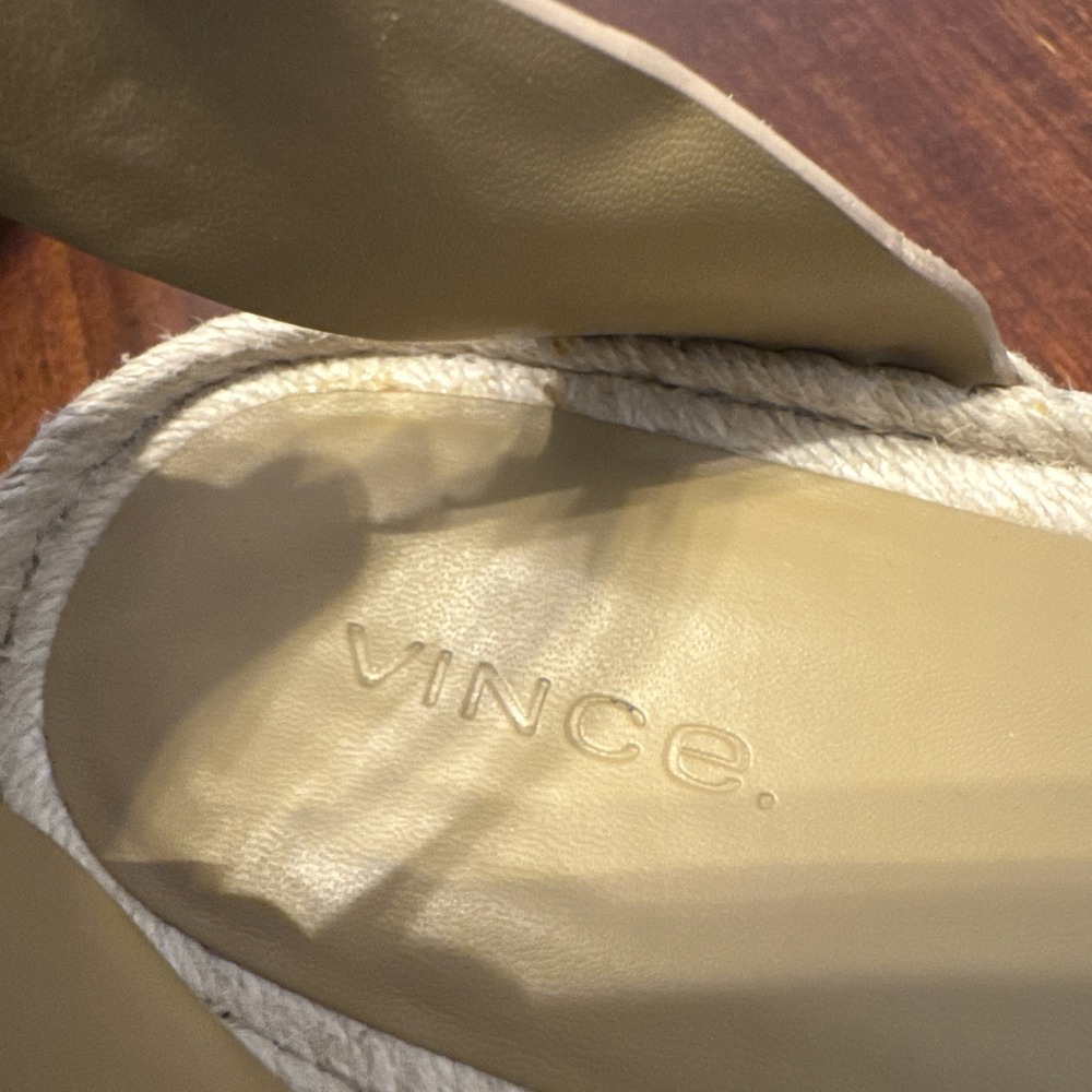 Vince Suede Espadrille Platform Sandals Womens 9.5 Beige Ankle‎ Strap NWOT - Picture 9 of 10